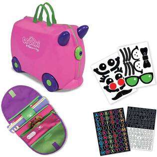 Melissa and Doug Carry On Kids Luggage Trixie Pink/Saddle Bag/Sticker 