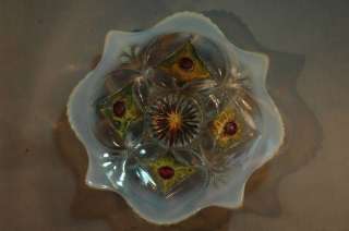 Opalescent Goofus glass bowl  