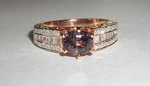 Oval Cut Purple Spinel & Baguette Diamond 14K Rose Gold Ring  