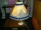 original dutch delft lamp with shade and windmill blue brocade