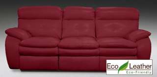 Evan Rouge Leather Dual Reclining Sofa    Furniture Gallery 