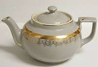 Hall China Early Gray Gold Trim 6 Cup Boston Teapot  