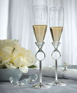 Personalized / Engraved Wedding Bride And Groom Champagne Toasting 