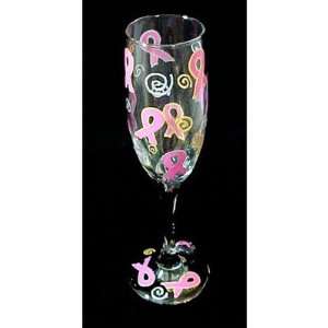  Pretty in Pink Design   Hand Painted   Flute   6 oz 