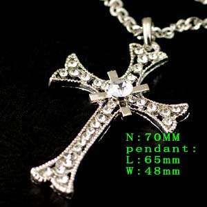   Chain Crystal Cross Design Sweater Necklace Pendant Jewelry  