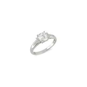   White Topaz Ring with Diamond Accents in 10K White Gold other stones