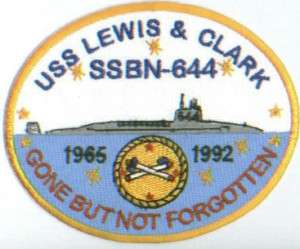 US NAVY SHIP PATCH, USS LEWIS AND CLARK, SSBN 644 Y  