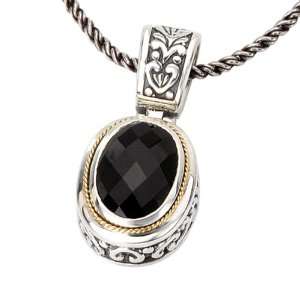  18K Yellow Gold and Sterling Silver 13 X 9 MM Black Onyx 
