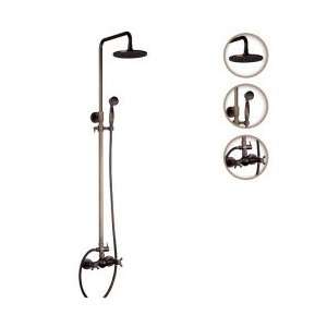  Antique Brass Shower Faucet with 8 Inch Shower Head + Hand 