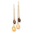 jewelryweb 14k brown and champagne cz drop wire earrings measures