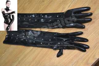 Latex rubber Glove 0.8mm suit catsuit black heavy wear  