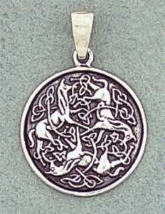 Sterling Silver Celtic Epona Horses Goddess Pendant  