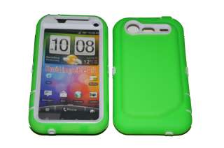 Double Layer Green Hard Case For HTC Droid Incredible 2 (White)  