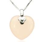   Coral Rose Heart Shaped Silver Pendant w. Silver Chain Necklace (16