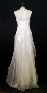 NWT Jessica McClintock White Organza Rhinestones Winged Dress Size 12 