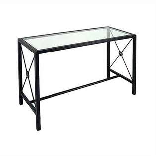 Grace Large Console Table w/ Glass Insert   Metal Finish Aged Iron 