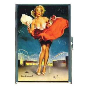 PIN UP DRESS BLOWING UP CARNIVAL ID CREDIT CARD WALLET CIGARETTE CASE 