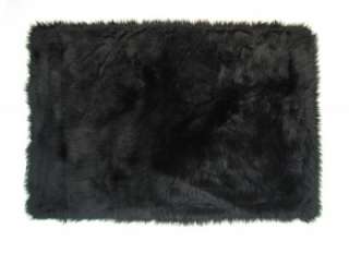Black Flokati Shag Plush Thick Polyester Area Rug  