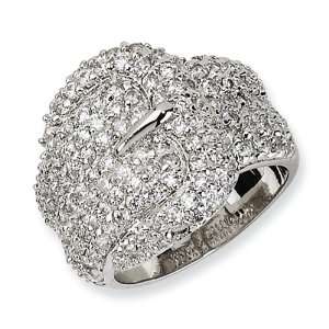  Sterling Silver CZ Buckle Ring Size 7 Jewelry