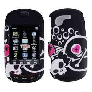  Black with Pink Skull Heart Design Rubberized Snap on Hard 