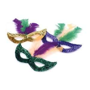  Mardi Gras Feather Sequin Masks 