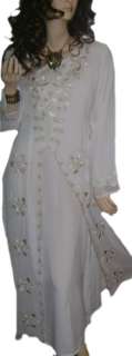 Layer Cream Abaya Kaftan Eid Dress Party Floaty Gown EMBROIDED 