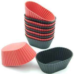   12 Pack Silicone Mini Oval Reusable Baking Cup