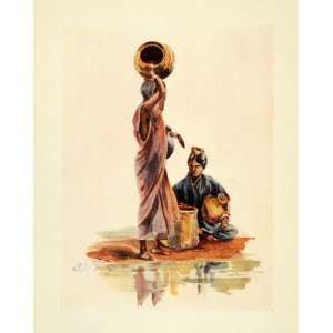 1914 Print Lady Lawley India Canarese Woman Water Carrier Lake Costume 