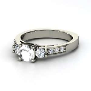    Morgan Ring, Round Rock Crystal Platinum Ring with Diamond Jewelry