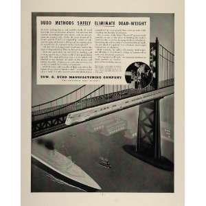   Ad Edward G. Budd Mfg Stainless Steel Train Bridge   Original Print Ad