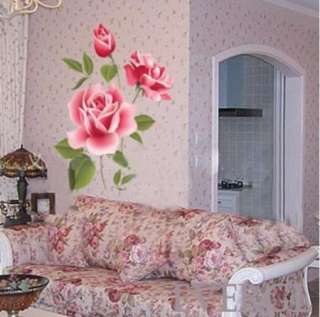 Love Rose Flower Removable PVC Wall Sticker Home decor Room Decal 
