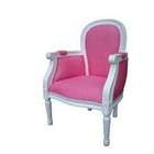   french Chantilly style arm chair with white frame and pink fabric