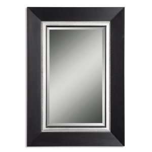 Uttermost 39.9 Inch Whitmore Vanity Wall Mounted Mirror Black w/ Leaf 
