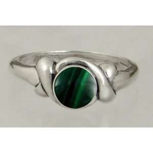   Sterling Silver Ring Featuring a Lovely Malachite Gemstone Jewelry