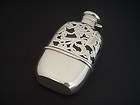 STUNNING ART NOUVEAU SOLID PIERCED SILVER HIP FLASK & CUP   sterling 