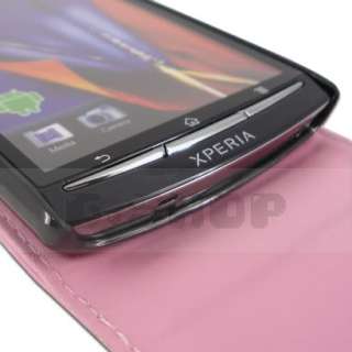 Leather Case Pouch Cover Film For Sony Ericsson Xperia Arc S Pink f 