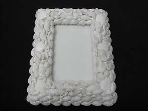 HANDMADE WHITE NATURAL SEA SHELL PICTURE FRAME DISPLAY #7516  