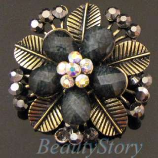 ADDL Item  1 pc antiqued rhinestone flower brooch pin 