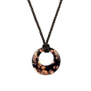  Necklace   N436   Open Round Murano Style Glass ~ Black 