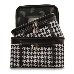  Train Case Cosmetic Toiletry 2 Piece Luggage Set Black 