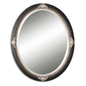 Uttermost 33 Inch Imperial Oval Blk Crackle Wall Mounted Mirror Black 