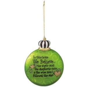 Pack of 4 Green In This Home Glass Christmas Disc Ornaments 5.5 
