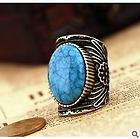   Vintage huge Faux Moonstone turquoise Retro Ring  4044