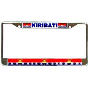   Kiribatian Flag Chrome Metal License Plate Frame Holder Automotive
