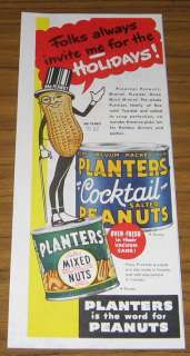   Vintage Ad Planters Cocktail Peanuts,Mixed Nuts Mr Peanut Character
