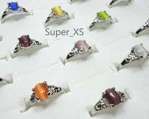   100pcs Multicolor Malay Jade silver rings jewelry   