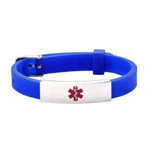  6083   Rubber Watch Band Buckle   Blue   Medical ID 