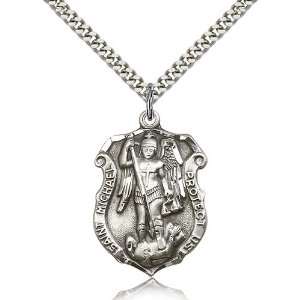   Chain In A Grey Velvet Gift Box Patron Saint of Police Officers/EMTs