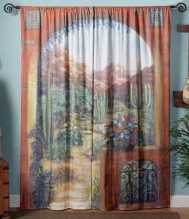 Desert Garden Window Art Fabric Curtain Panels  