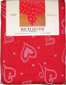 VALENTINES DAY TABLECLOTH 52 x 70 Red White Hearts NEW  
